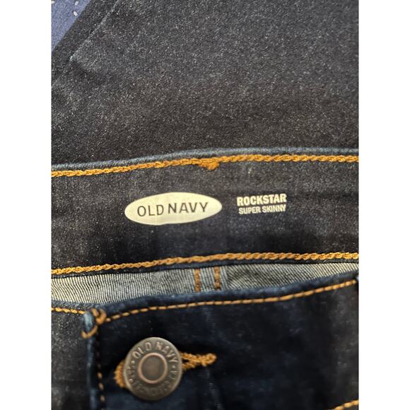 EUC Old Navy Women's Dark Blue Rockstar Super Skinny Jeans Size 12 Long - Picture 3 of 5